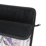 Laptop Sleeve-Soft Purple Floral-Soft Purple Pinstripes-White