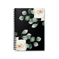 Spiral Notebook-White Rose-Black