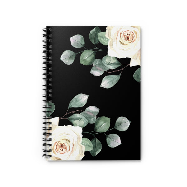 Spiral Notebook-White Rose-Black