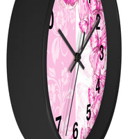 Wall Clock-Pink Butterfly Duo-White