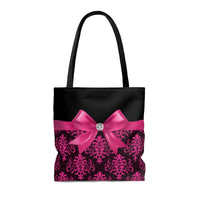 Tote Bag-Glam Passion Pink Bow-Passion Pink Lace-Black