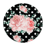 Mouse Pad-Lush Pink Floral-White Polka Dots-Black