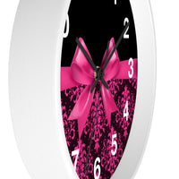 Wall Clock-Glam Passion Pink Bow-Passion Pink Lace-Black