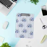 Clipboard-Soft Blue-Floral Pinstripes