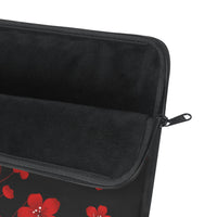 Laptop Sleeve-Red Floral Blossoms-Black