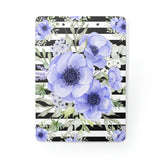 Clipboard-Soft Blue Floral-Black Horizontal Stripes-White