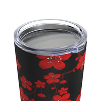 Tumbler 20oz-Red Floral Blossoms-Black