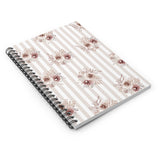 Spiral Notebook-Neutral Browns-Floral Pinstripes-Ruled Lined