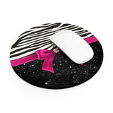 Mouse Pad-Glam Passion Pink Bow-Zebra-Black Glitter