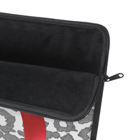 Laptop Sleeve-Glam Red Bow-Grey Leopard-Black