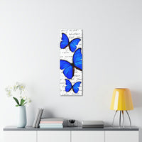 Canvas Art Panel 12"X36"in-Royal Blue Butterflies-Illegible Cursive-Variant 1