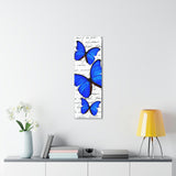 Canvas Art Panel 12"X36"in-Royal Blue Butterflies-Illegible Cursive-Variant 1