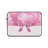 Laptop Sleeve-Glam Pink Bow-Pink White Stencil-Pink White Pinstripes