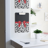 Clipboard-Glam Red Bow-Snow Leopard-Black