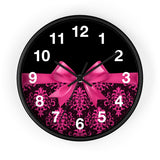 Wall Clock-Glam Passion Pink Bow-Passion Pink Lace-Black