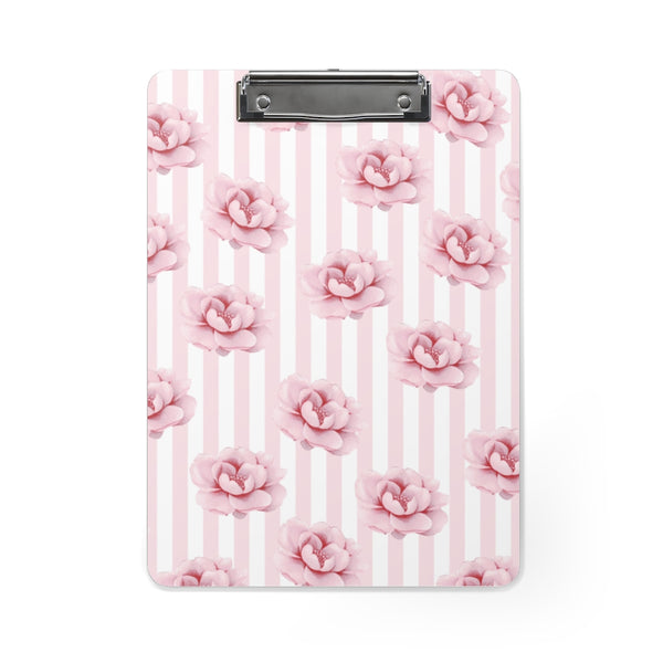 Clipboard-Pink Floral Pinstripes