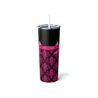 Skinny Tumbler, 20oz-Glam Passion Pink Bow-Passion Pink Lace-Black