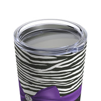 Tumbler 20oz-Glam Purple Bow-Zebra-Black Glitter
