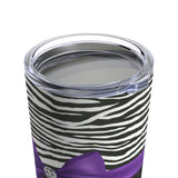 Tumbler 20oz-Glam Purple Bow-Zebra-Black Glitter