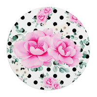 Mouse Pad-Magenta Pink Floral-Black Polka Dots-White