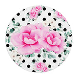 Mouse Pad-Magenta Pink Floral-Black Polka Dots-White