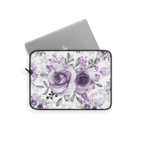 Laptop Sleeve-Soft Purple-Floral Stencil-White