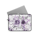 Laptop Sleeve-Soft Purple-Floral Stencil-White