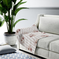 Velveteen Plush Blanket-Neutral Browns-Floral Pinstripes