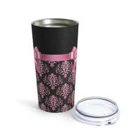 Tumbler 20oz-Glam Pink Bow-Pink Lace-Black