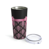 Tumbler 20oz-Glam Pink Bow-Pink Lace-Black