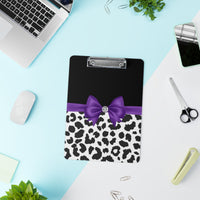 Clipboard-Glam Purple Bow-Snow Leopard-Black