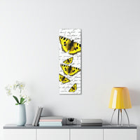 Canvas Art Panel 12"X36"in-Yellow Butterflies-Illegible Cursive-Variant 3