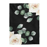 Velveteen Plush Blanket-White Rose-Black