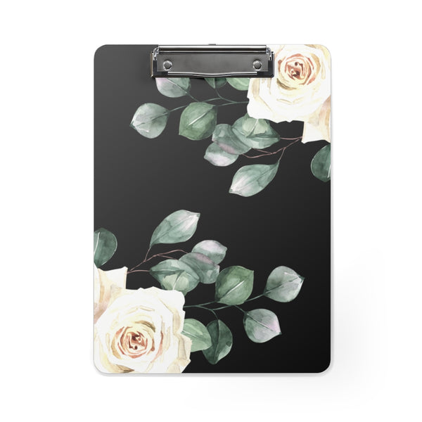 Clipboard-White Rose-Black