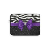 Laptop Sleeve-Glam Purple Bow-Zebra-Black Glitter