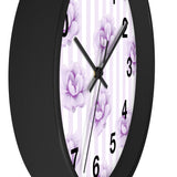 Wall clock-Purple Lilac-Floral Pinstripes