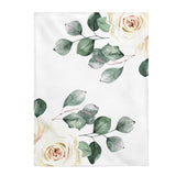 Velveteen Plush Blanket-White Rose-White