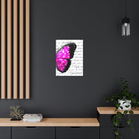 Canvas Art Panel 18"X24"in-Magenta Pink Butterfly-Illegible Cursive-Right Wing
