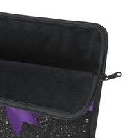 Laptop Sleeve-Glam Purple Bow-Black Polka Dots-Black Glitter