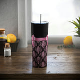 Skinny Tumbler, 20oz-Glam Pink Bow-Pink Lace-Black