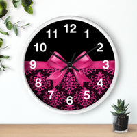 Wall Clock-Glam Passion Pink Bow-Passion Pink Lace-Black