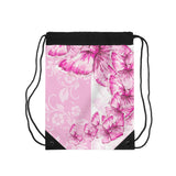 Drawstring Bag-Pink Butterfly Duo-White