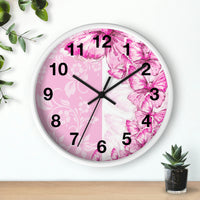 Wall Clock-Pink Butterfly Duo-White