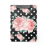 Clipboard-Lush Pink Floral-White Polka Dots-Black