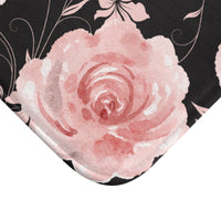 Bath Mat-Pink Rose-Pink Stencil-Black