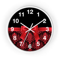 Wall Clock-Glam Red Bow-Red Lace-Black