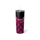 Skinny Tumbler, 20oz-Glam Passion Pink Bow-Passion Pink Lace-Black