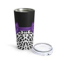 Tumbler 20oz-Glam Purple Bow-Snow Leopard-Black