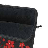 Laptop Sleeve-Red Floral Blossoms-Black