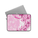 Laptop Sleeve-Pink Butterfly Duo-White